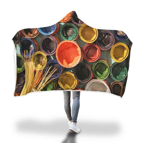 Colored Pots Hooded Blanket