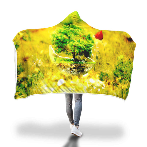 Ikebana Fragile Hooded Blanket