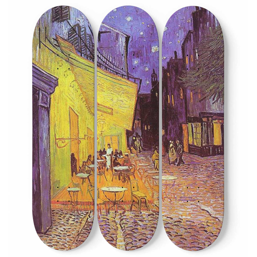 Café Terrace at Night Skateboard Wall Art