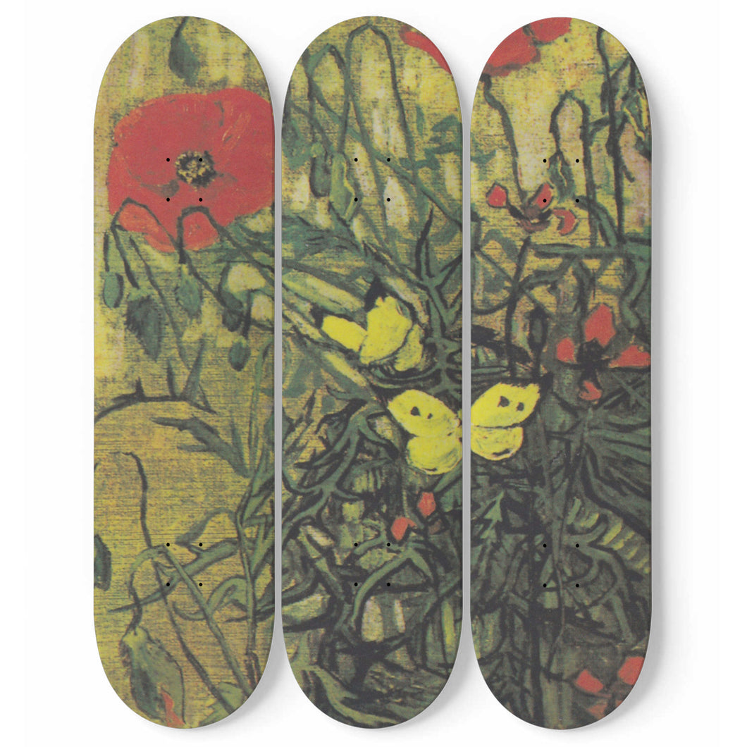 Klatschmohn und Schmetterlinge Skateboard Wall Art
