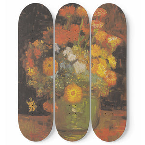 Vase mit Zinnien Skateboard Wall Art