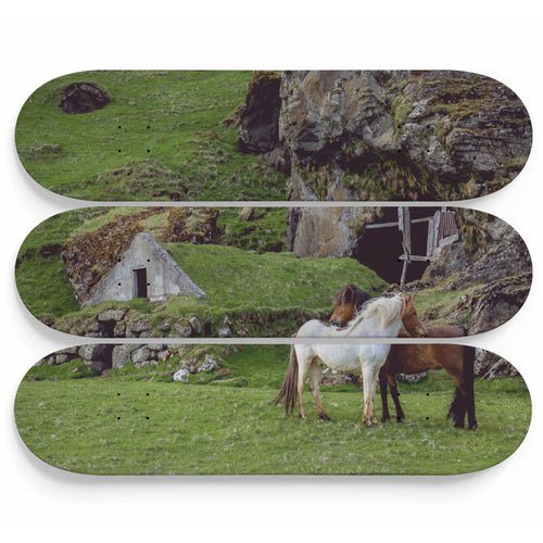 Horses in a Fairy Green Skateboard Wall Art