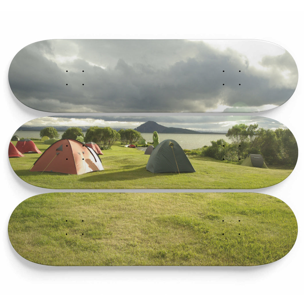 Camping in the clouds Skateboard Wall Art