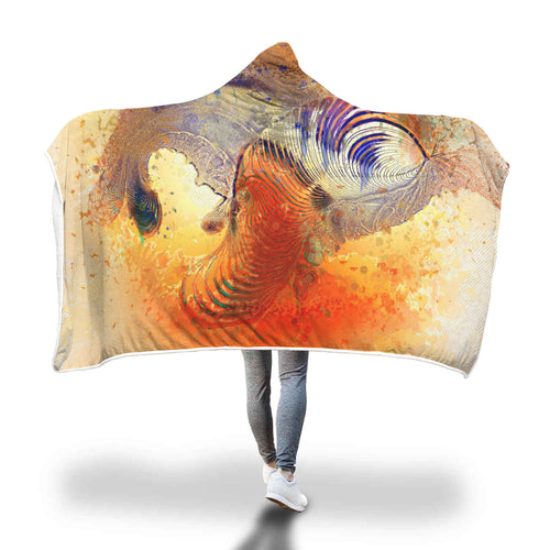 Petrified Pea Fowl Hooded Blanket
