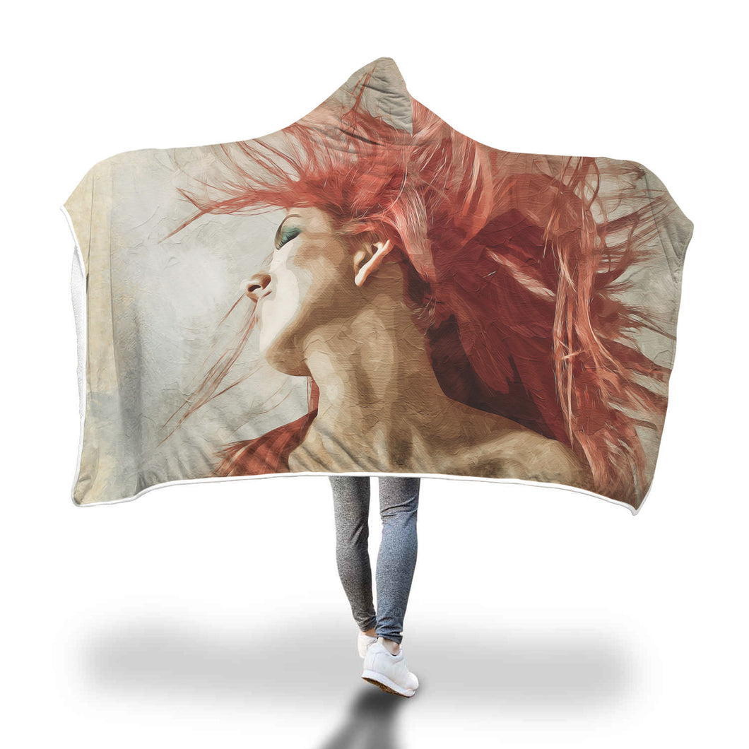 Red Splash Woman Hooded Blanket