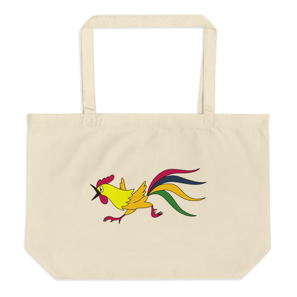 Rooster and Hen Large Organic Tote Bag