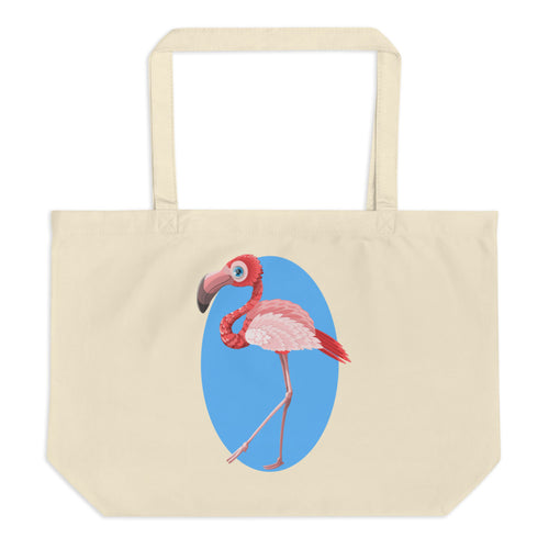 Flamingo and Fish Large Organic Tote Bag