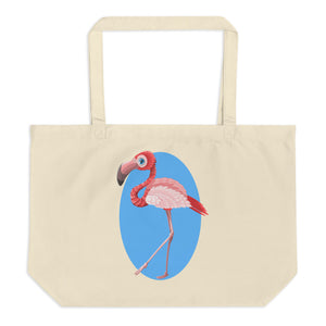 Flamingo and Fish Large Organic Tote Bag