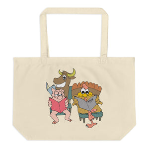 Country Versus Intellectual Animals Large Organic Tote Bag