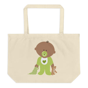 Teddy Is In Safe Place Large Organic Tote Bag