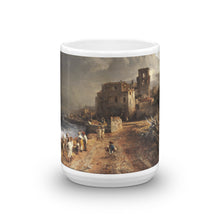 Oswald Achenbach - Verschattete Landschaft am Meer mit Figurenstaffage Classic Art Mug