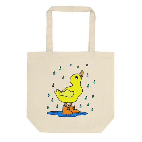 Rainy Day Spring Duck and Chicken Eco Tote Bag