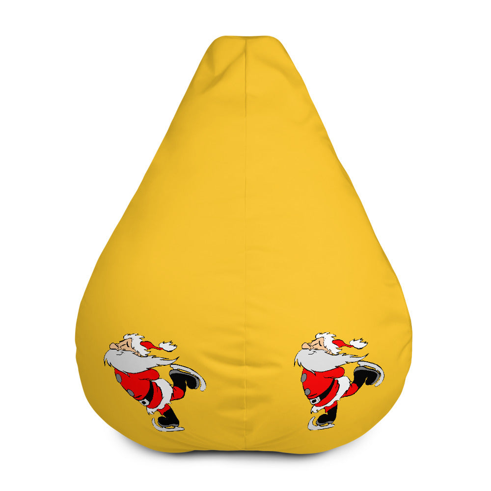 Skating Santa Yellow Bean Bag Chair w/ filling