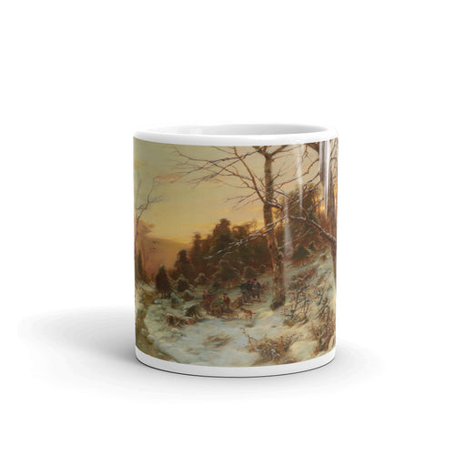 Désiré Thomassin - Woodworkers in a Winter Woodland Classic Art Mug