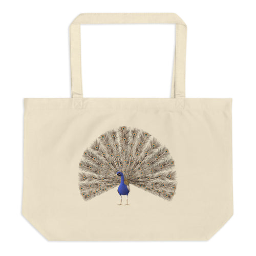 A Parrot And A Peacock Large Organic Tote Bag