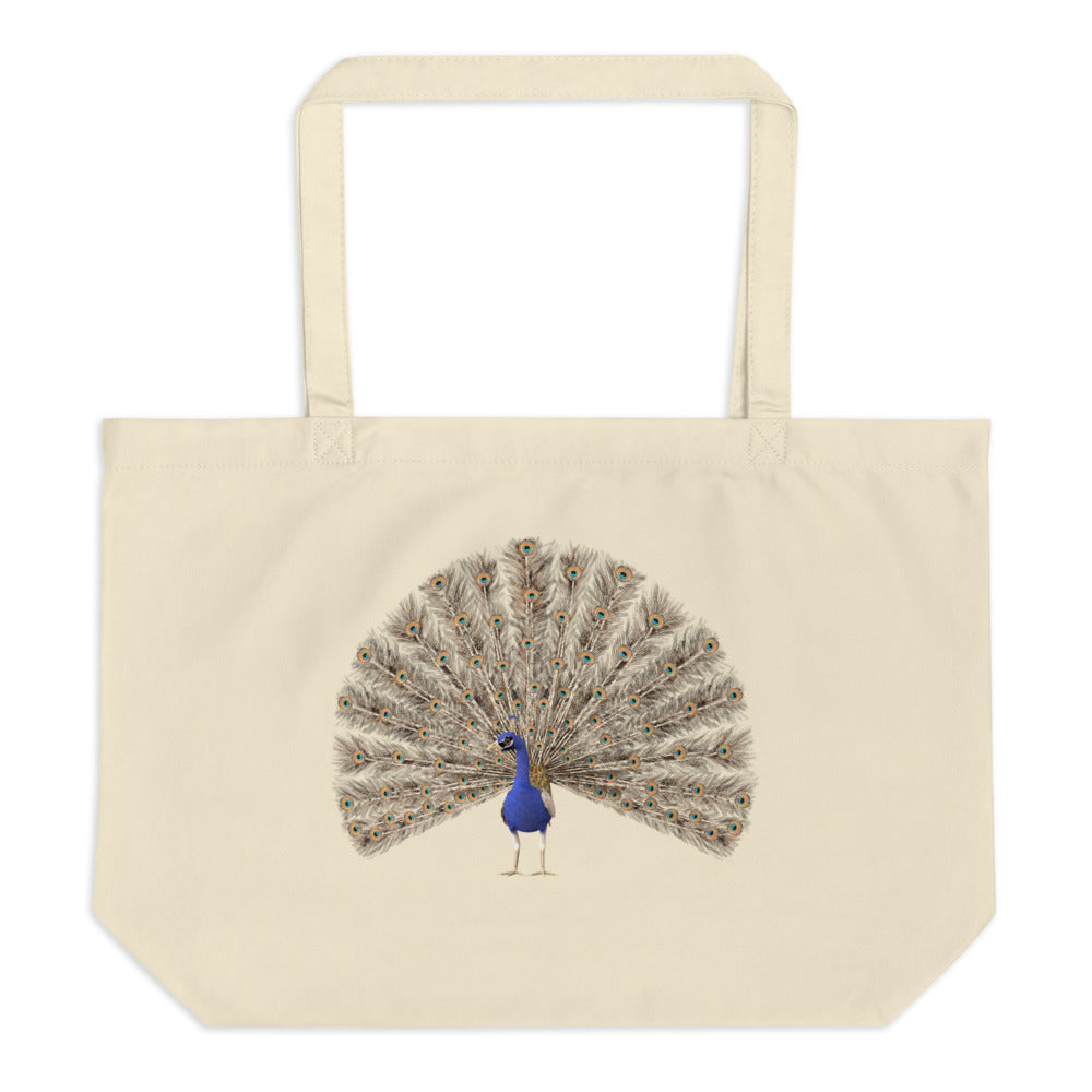 A Parrot And A Peacock Large Organic Tote Bag