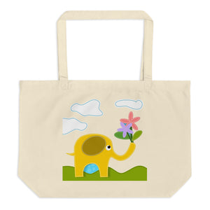 Romantic Elephant Large Organic Tote Bag