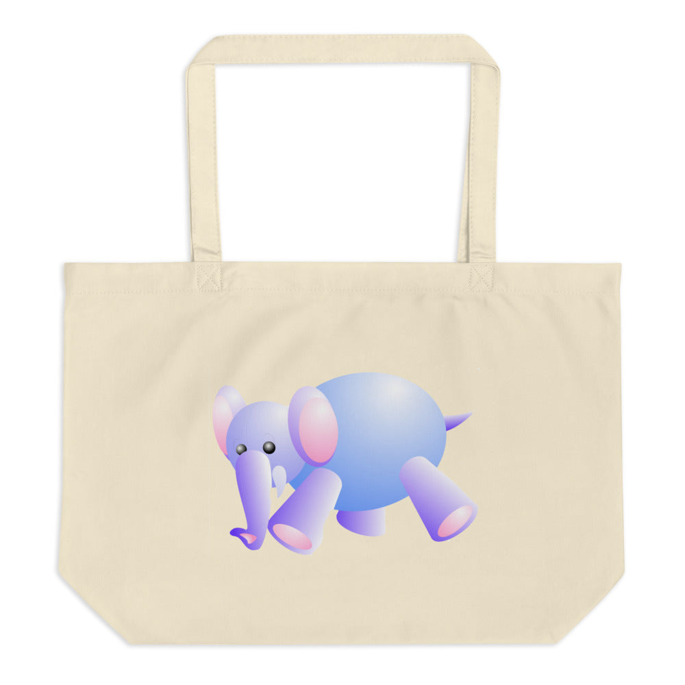 Elephant and Monkey Large Organic Tote Bag