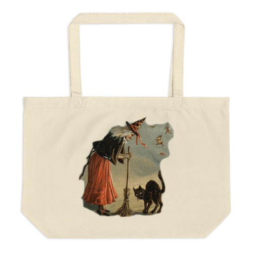 Witches And Cats Large Organic Tote Bag