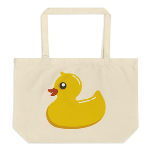 Duck Goes To Zoo Large Organic Tote Bag