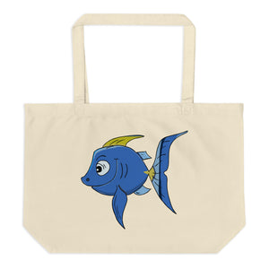 Flamingo and Fish Large Organic Tote Bag