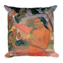 Woman Holding a Fruit Premium Pillow