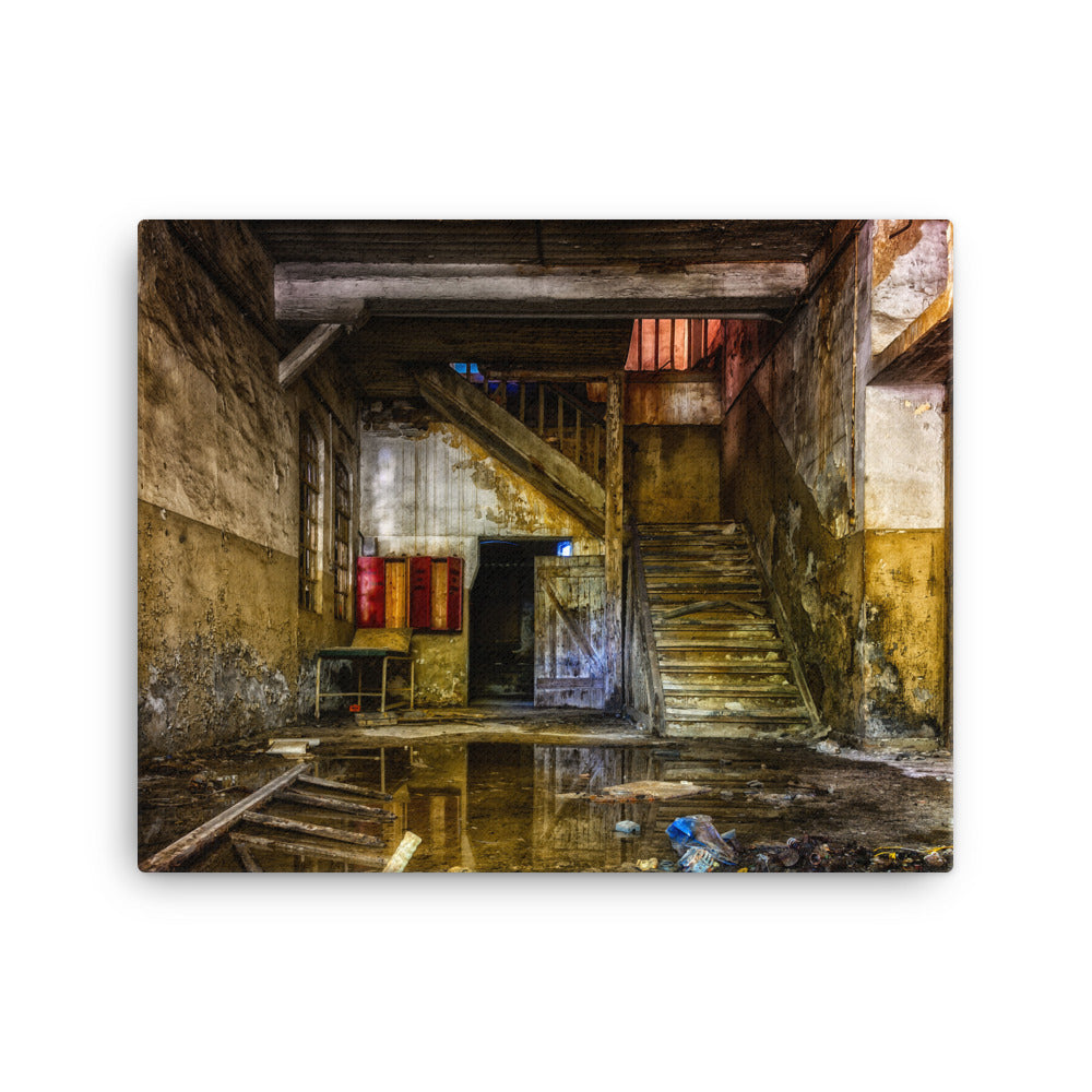 Floor Mirrored Ammarillo Barn Canvas Print