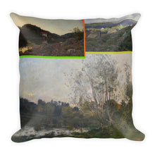 A Lake in the Woods at Dusk Premium Pillow