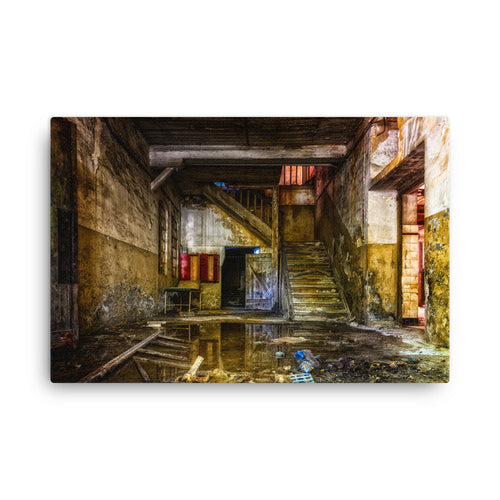 Floor Mirrored Ammarillo Barn Canvas Print