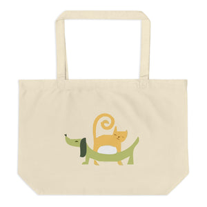 Cats, Dogs, Parrots Large Organic Tote Bag