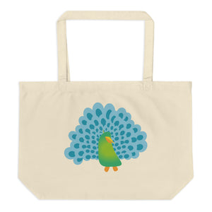 Peacocks are Happy Large Organic Tote Bag