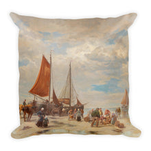 Fishermen on the Beach Premium Pillow