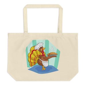 Rooster And Turkey Large Organic Tote Bag