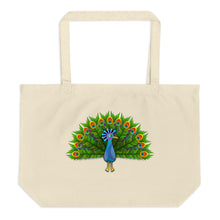 Peacocks are Happy Large Organic Tote Bag