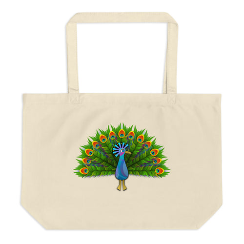 Peacocks are Happy Large Organic Tote Bag