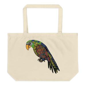 A Parrot And A Peacock Large Organic Tote Bag