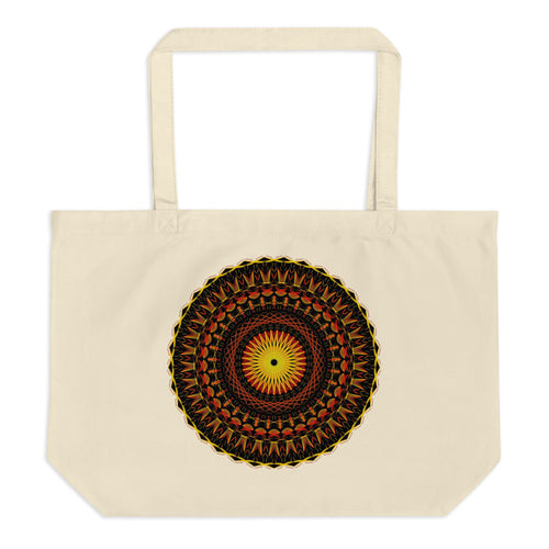 Black Hole Mandala Large Organic Tote Bag