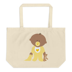 Teddy Is In Safe Place Large Organic Tote Bag